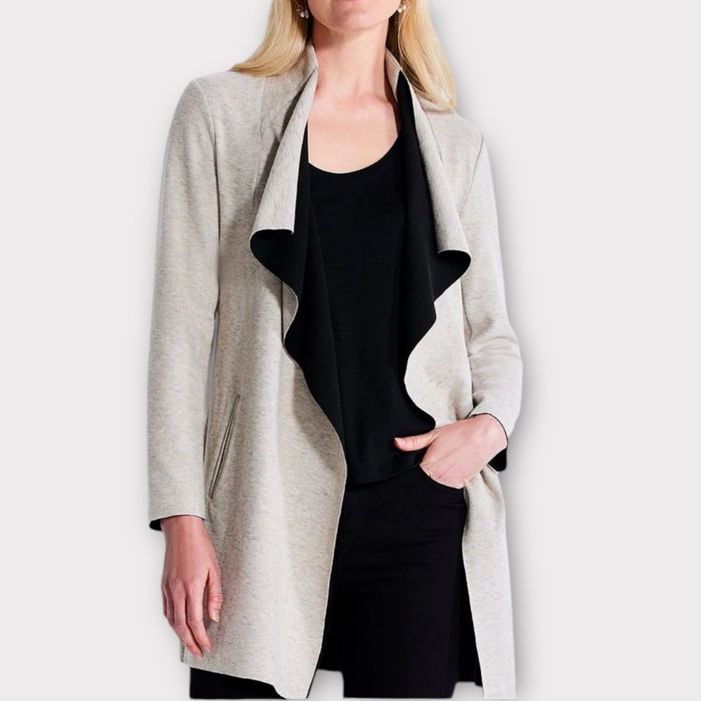 Nic+Zoe Lounge Around Draped Front Jacket Beechwood NWT - Picture 1 of 13